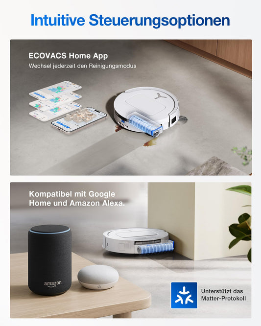 ECOVACS DEEBOT T80 Omni Robot Vacuum, OZMO Roller & Heißwasser Dock